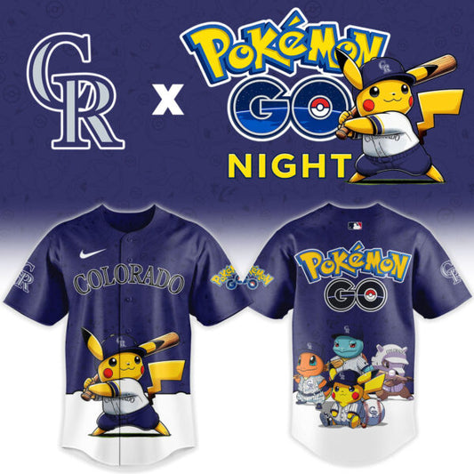 LIMITED EDITION - NEW CUSTOMIZED MLB30 COR COLORADO ROCKIES x POKEMON BASEBALL JERSEY & CAP