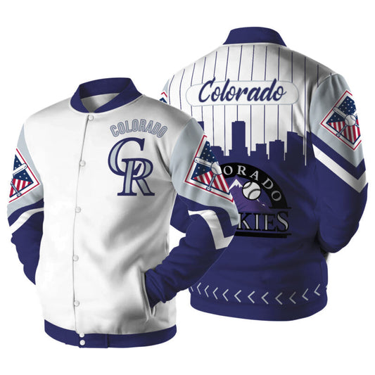 LIMITED EDITION - NEW CUSTOMIZED MLB30 CL ROCKIES SATIN VARSITY & BASEBALL JACKET