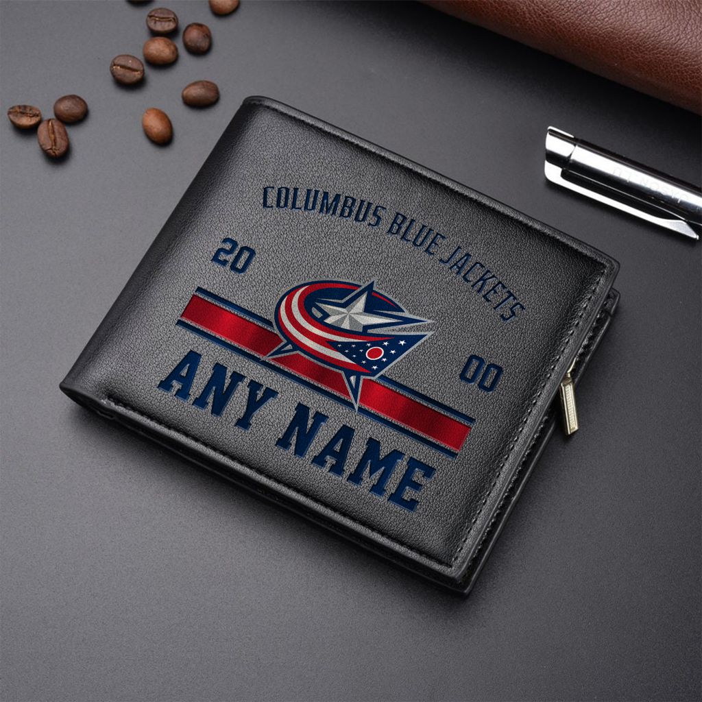 LIMITED EDITION - NEW CUSTOMIZED NHL18 CBJ COLUMBUS BLUE LEATHER WALLET