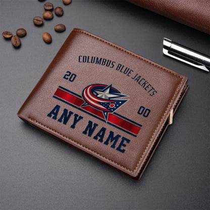 LIMITED EDITION - NEW CUSTOMIZED NHL18 CBJ COLUMBUS BLUE LEATHER WALLET