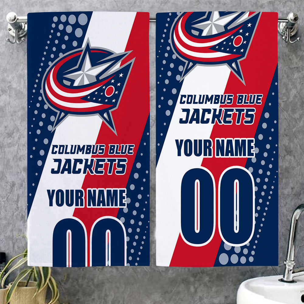 LIMITED EDITION - NEW CUSTOMIZED NHL18 CBJ COLUMBUS BLUE JACKETS BEACH & BATH TOWEL