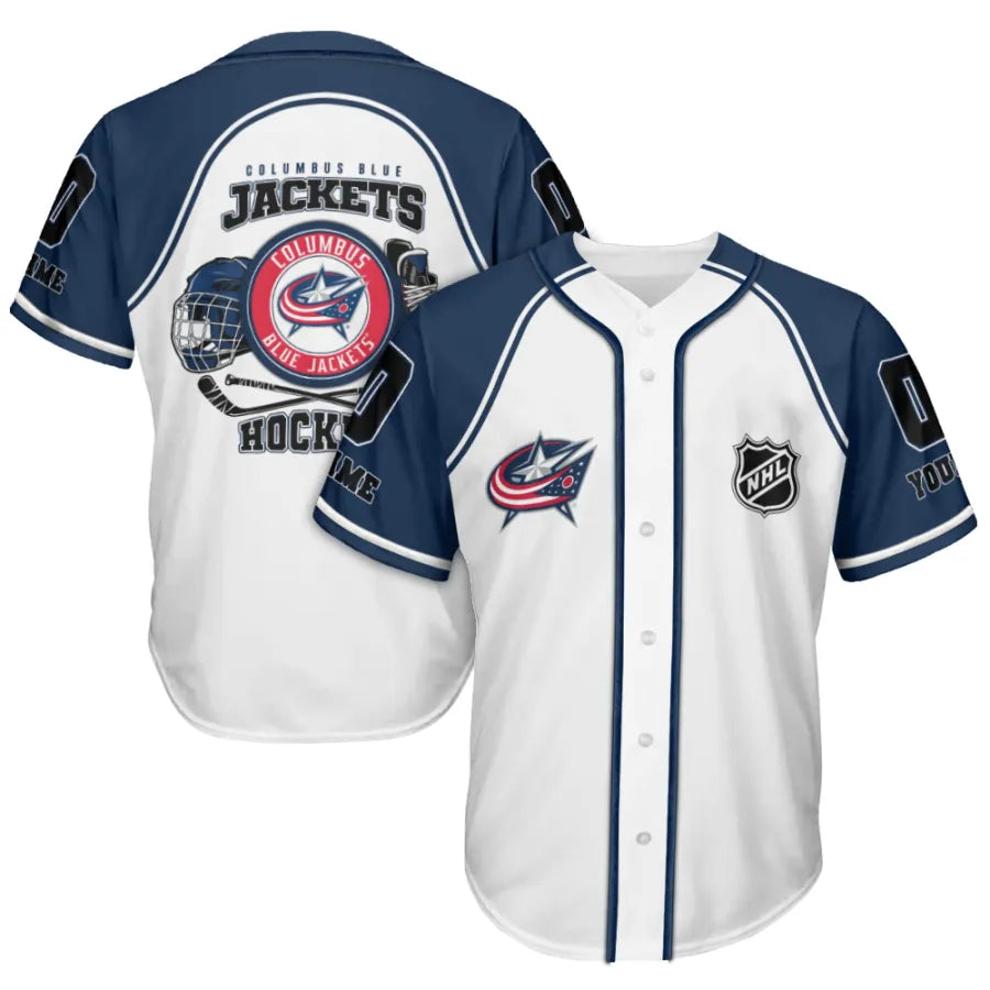 LIMITED EDITION - NEW CUSTOMIZED NHL18 CBJ COLUMBUS BLUE JACKETS BASEBALL JERSEY