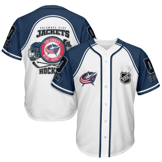 LIMITED EDITION - NEW CUSTOMIZED NHL18 CBJ COLUMBUS BLUE JACKETS BASEBALL JERSEY