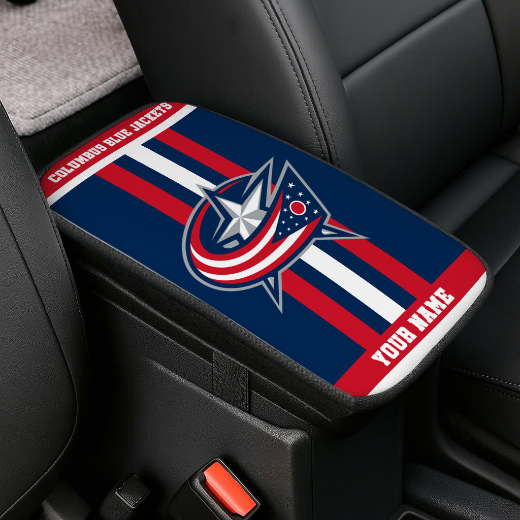 LIMITED EDITION - NEW CUSTOMIZED NHL18 CBJ COLUMBUS BLUE JACKETS CAR ARMREST PAD COVER