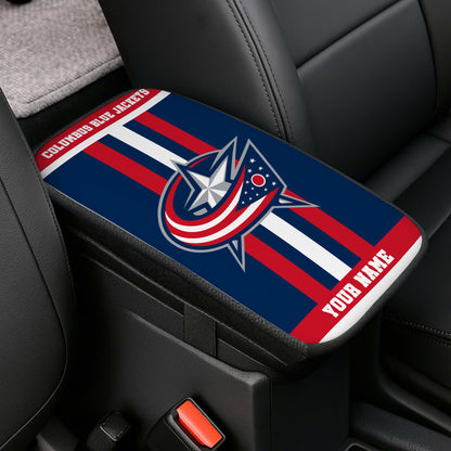LIMITED EDITION - NEW CUSTOMIZED NHL18 CBJ COLUMBUS BLUE JACKETS CAR ARMREST PAD COVER