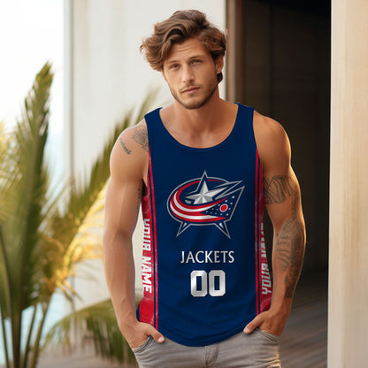 LIMITED EDITION - NEW CUSTOMIZED NHL18 CBJ COLUMBUS BLUE JACKETS UNISEX TANK TOP