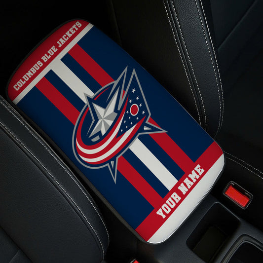 LIMITED EDITION - NEW CUSTOMIZED NHL18 CBJ COLUMBUS BLUE JACKETS CAR ARMREST PAD COVER