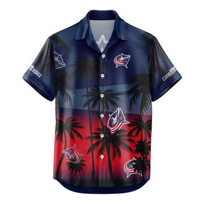 LIMITED EDITION - NEW CUSTOMIZED NHL18 CBJ COLUMBUS BLUE JACKETS UNISEX HAWAIIAN SHIRT & SHORTS SET