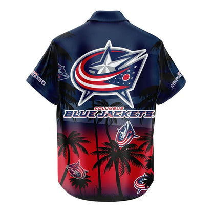 LIMITED EDITION - NEW CUSTOMIZED NHL18 CBJ COLUMBUS BLUE JACKETS UNISEX HAWAIIAN SHIRT & SHORTS SET