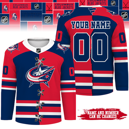 [SUPER SALE] NEW CUSTOMIZED NHL18 CBJ COLUMBUS BLUE JACKETS UNISEX HOCKEY JERSEY