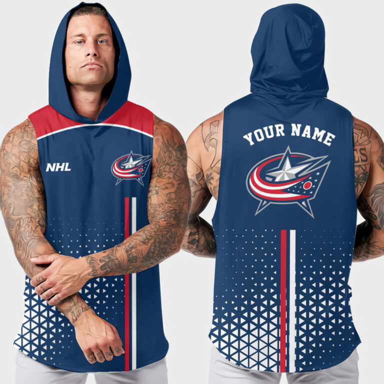 LIMITED EDITION - NEW CUSTOMIZED NHL18 CBJ COLUMBUS BLUE JACKETS HOODED TANK TOP