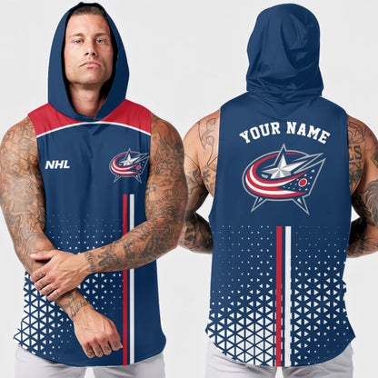 LIMITED EDITION - NEW CUSTOMIZED NHL18 CBJ COLUMBUS BLUE JACKETS HOODED TANK TOP