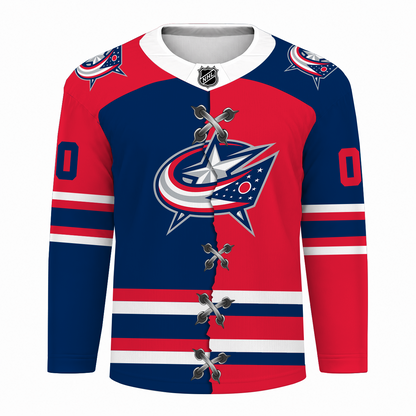 [SUPER SALE] NEW CUSTOMIZED NHL18 CBJ COLUMBUS BLUE JACKETS UNISEX HOCKEY JERSEY