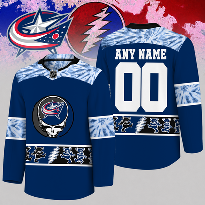 [SUPER SALE] NEW CUSTOMIZED NHL18 CBJ COLUMBUS BLUE JACKETS UNISEX HOCKEY JERSEY
