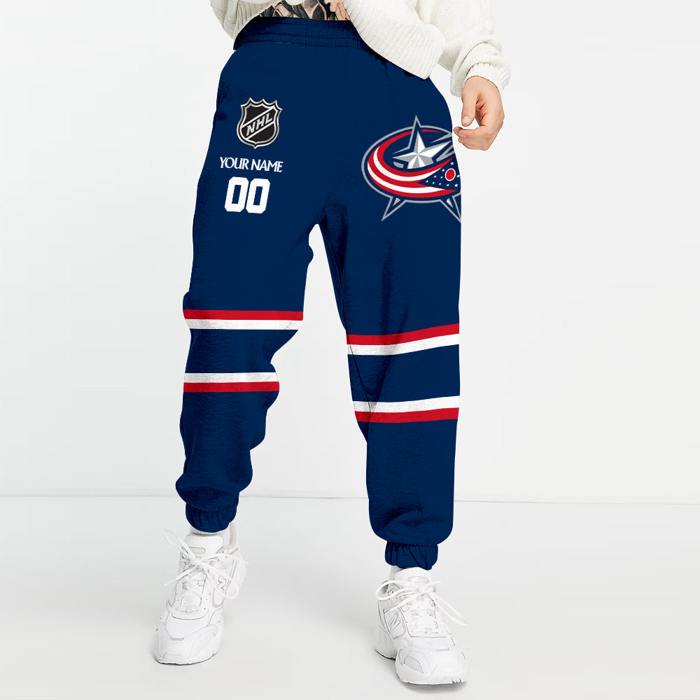 LIMITED EDITION - NEW CUSTOMIZED NHL18 CBJ COLUMBUS BLUE JACKETS COMBO HOODIE & LONGPANTS