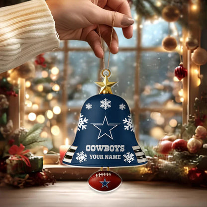 LIMITED EDITION - NEW CUSTOMIZED NFL21 DCB DALLAS COWBOYS ACRYLIC CHRISTMAS BELL ORNAMENT