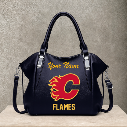 LIMITED EDITION - NEW CUSTOMIZED NHL17 CGF CALGARY FLAMES SHOULDER HANDBAG