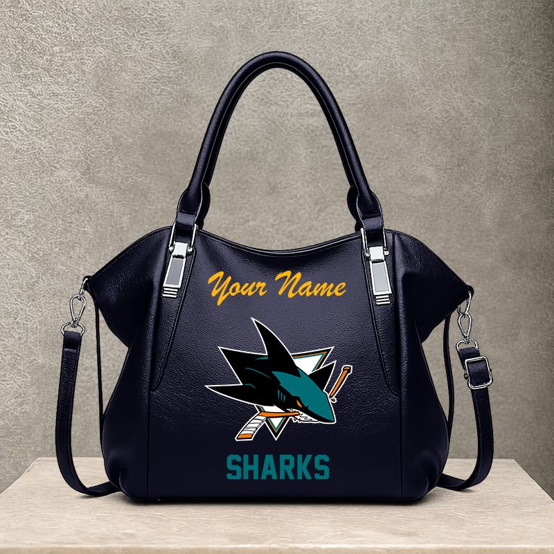 LIMITED EDITION - NEW CUSTOMIZED NHL32 SJS SAN JOSE SHARKS SHOULDER HANDBAG