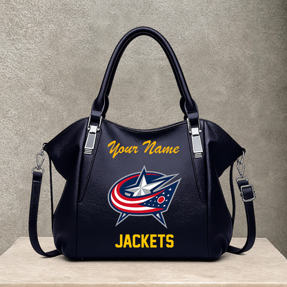 LIMITED EDITION - NEW CUSTOMIZED NHL18 CBJ COLUMBUS BLUE JACKETS SHOULDER HANDBAG