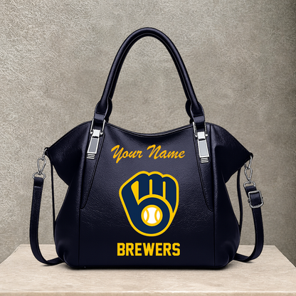 LIMITED EDITION - NEW CUSTOMIZED MLB15 MBS MILWAUKEE BREWERS SHOULDER HANDBAG