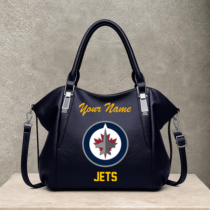 LIMITED EDITION - NEW CUSTOMIZED NHL21 WPJ WINNIPEG JETS SHOULDER HANDBAG
