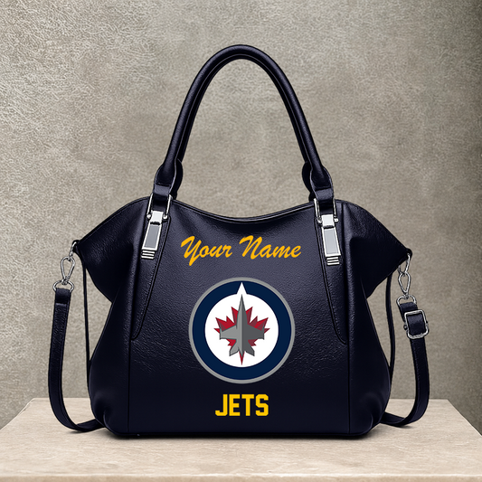 LIMITED EDITION - NEW CUSTOMIZED NHL21 WPJ WINNIPEG JETS SHOULDER HANDBAG