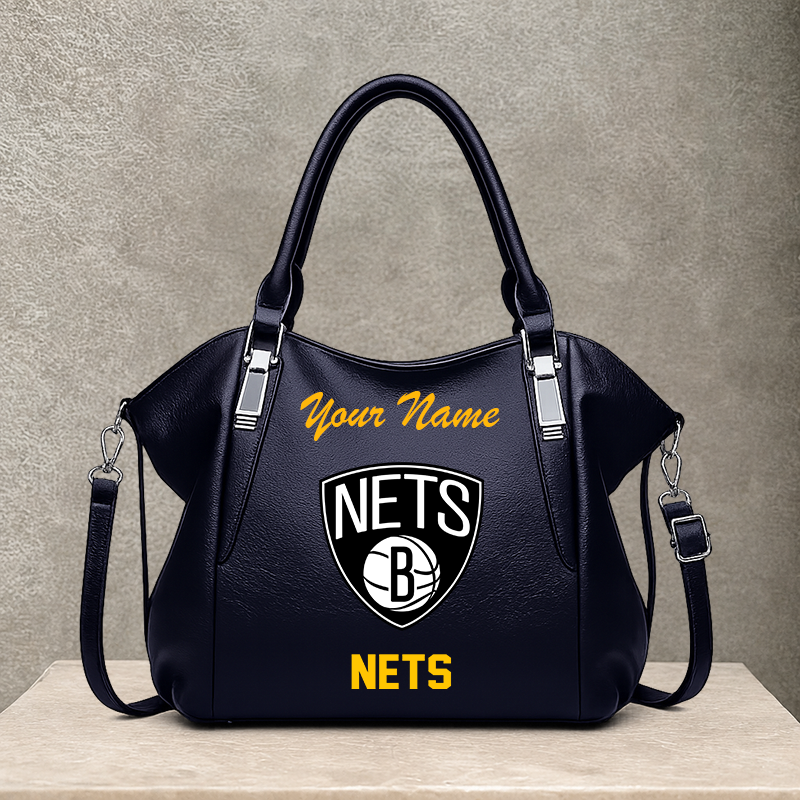 LIMITED EDITION - NEW CUSTOMIZED NBA25 BNE BROOKLYN NETS SHOULDER HANDBAG