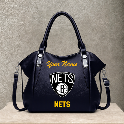 LIMITED EDITION - NEW CUSTOMIZED NBA25 BNE BROOKLYN NETS SHOULDER HANDBAG