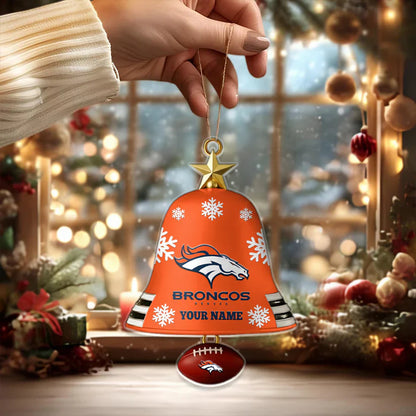 LIMITED EDITION - NEW CUSTOMIZED NFL13 DVB DENVER BRONCOS ACRYLIC CHRISTMAS BELL ORNAMENT