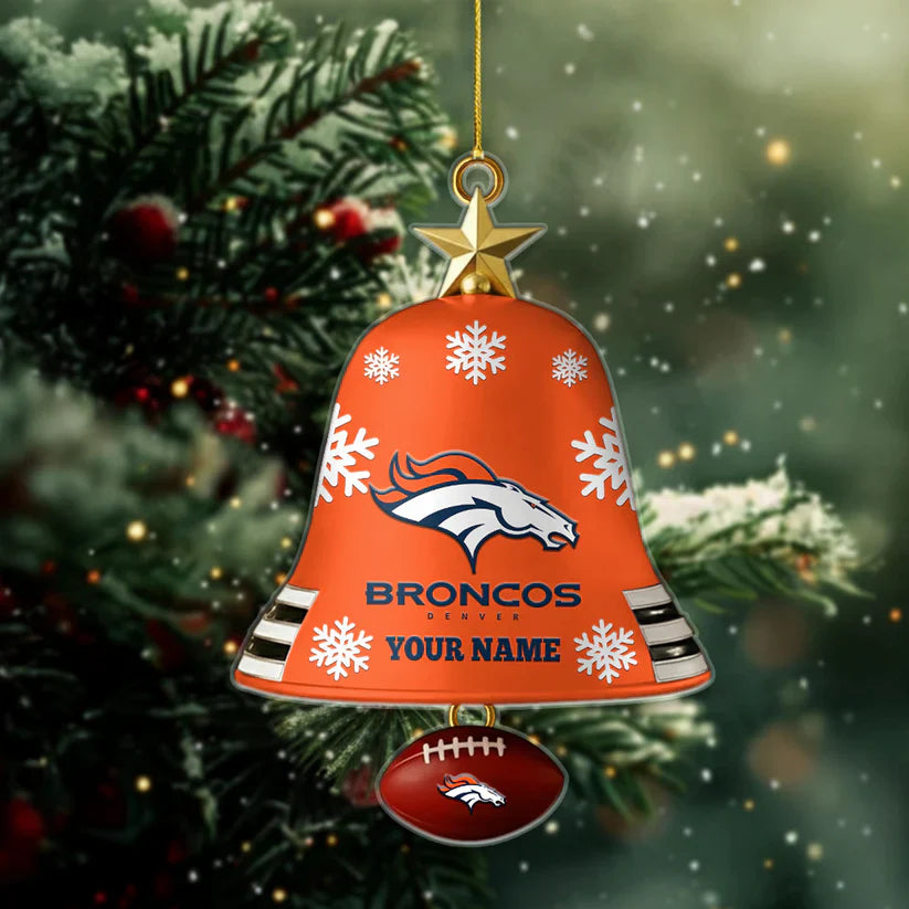 LIMITED EDITION - NEW CUSTOMIZED NFL13 DVB DENVER BRONCOS ACRYLIC CHRISTMAS BELL ORNAMENT