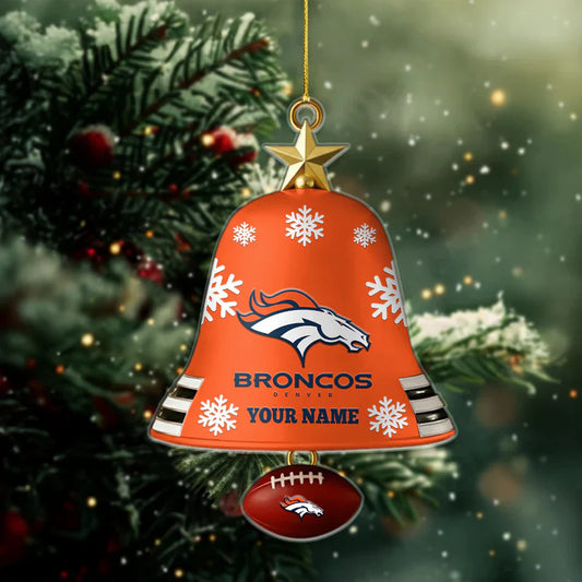 LIMITED EDITION - NEW CUSTOMIZED NFL13 DVB DENVER BRONCOS ACRYLIC CHRISTMAS BELL ORNAMENT