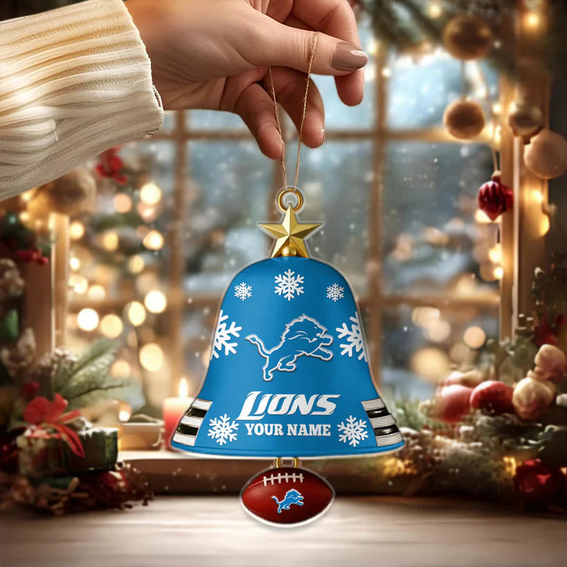 LIMITED EDITION - NEW CUSTOMIZED NFL04 DTL DETROIT LIONS ACRYLIC CHRISTMAS BELL ORNAMENT