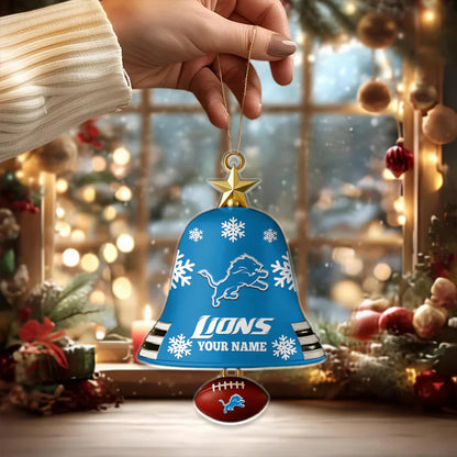 LIMITED EDITION - NEW CUSTOMIZED NFL04 DTL DETROIT LIONS ACRYLIC CHRISTMAS BELL ORNAMENT