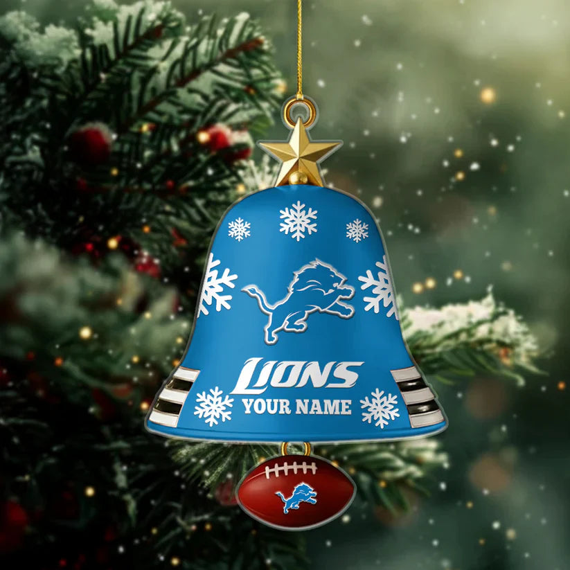 LIMITED EDITION - NEW CUSTOMIZED NFL04 DTL DETROIT LIONS ACRYLIC CHRISTMAS BELL ORNAMENT
