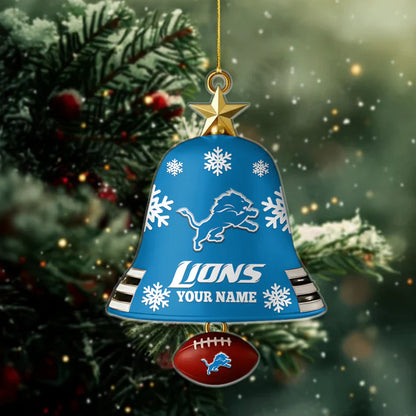 LIMITED EDITION - NEW CUSTOMIZED NFL04 DTL DETROIT LIONS ACRYLIC CHRISTMAS BELL ORNAMENT
