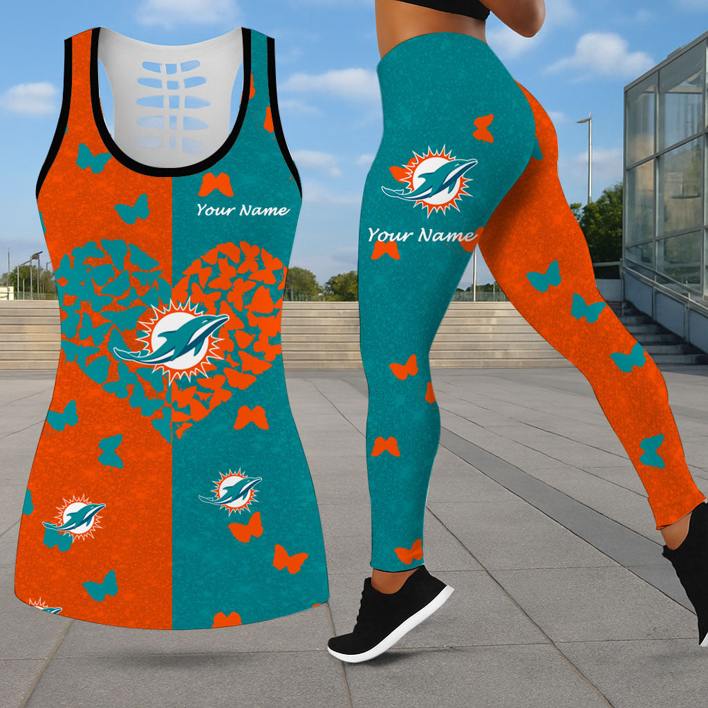 LIMITED EDITION - NEW CUSTOMIZED NFL19 MDP MIAMI DOLPHINS LEGGINGS & HOLLOW TANK TOP SET