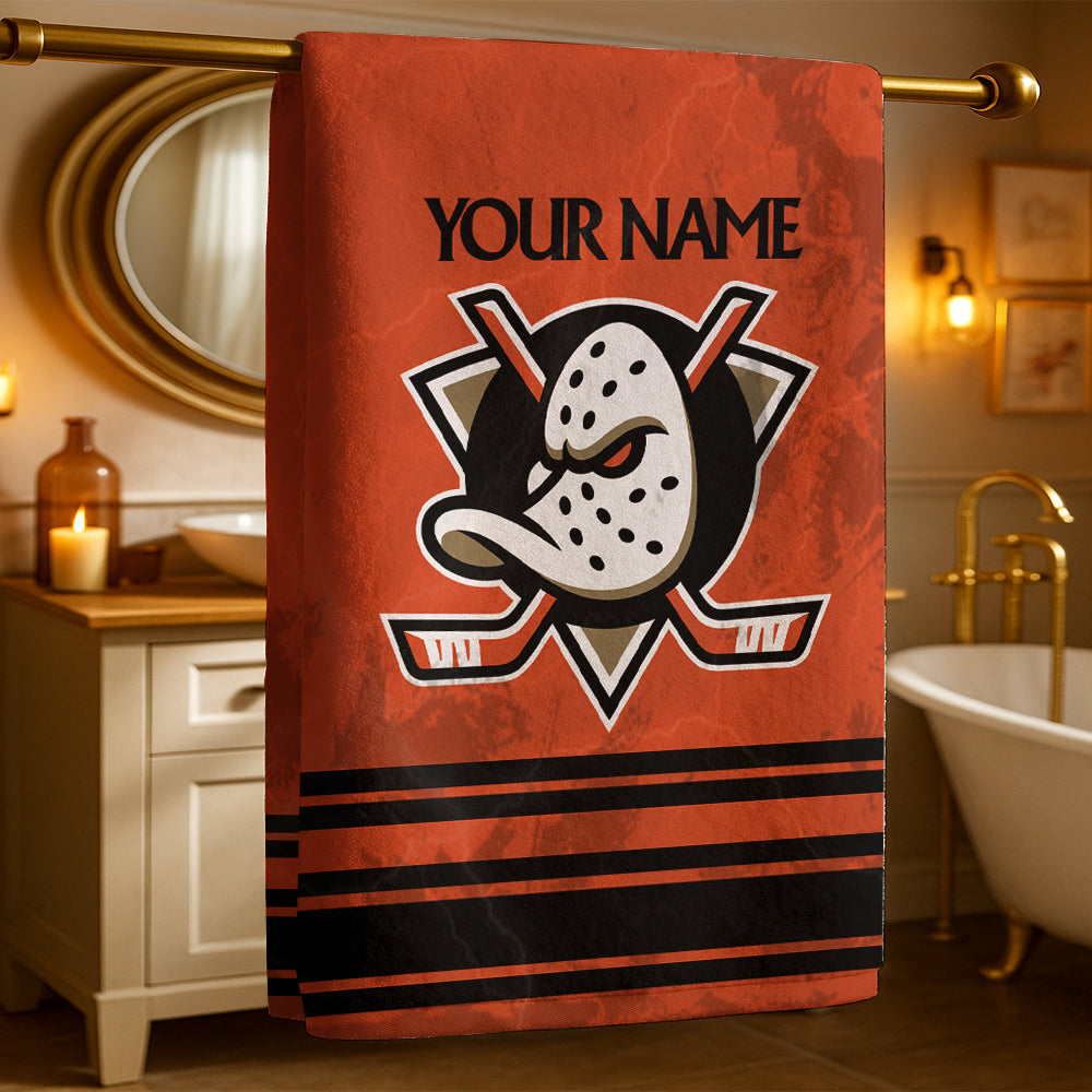 LIMITED EDITION - NEW CUSTOMIZED NHL09 AHD ANAHEIM DUCKS BEACH & BATH TOWEL