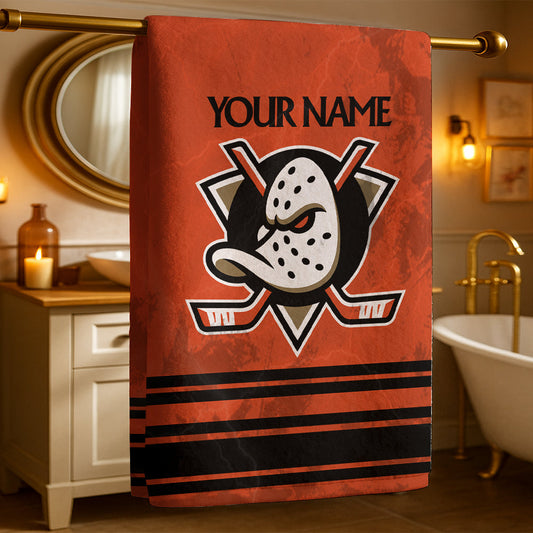LIMITED EDITION - NEW CUSTOMIZED NHL09 AHD ANAHEIM DUCKS BEACH & BATH TOWEL