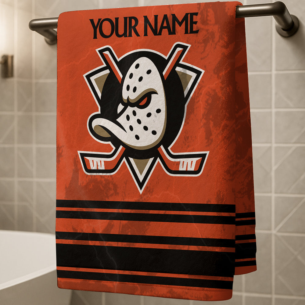 LIMITED EDITION - NEW CUSTOMIZED NHL09 AHD ANAHEIM DUCKS BEACH & BATH TOWEL
