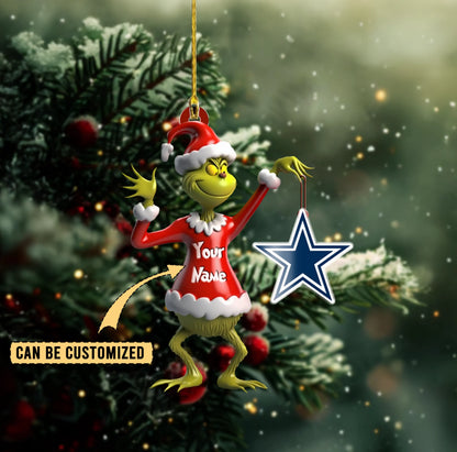 LIMITED EDITION - NEW CUSTOMIZED NFL21 DCB DALLAS COWBOYS THE GRINCH ACRYLIC ORNAMENT