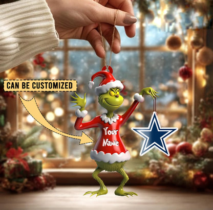 LIMITED EDITION - NEW CUSTOMIZED NFL21 DCB DALLAS COWBOYS THE GRINCH ACRYLIC ORNAMENT