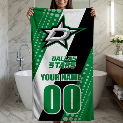 LIMITED EDITION - NEW CUSTOMIZED NHL15 DLS DALLAS STARS BEACH & BATH TOWEL