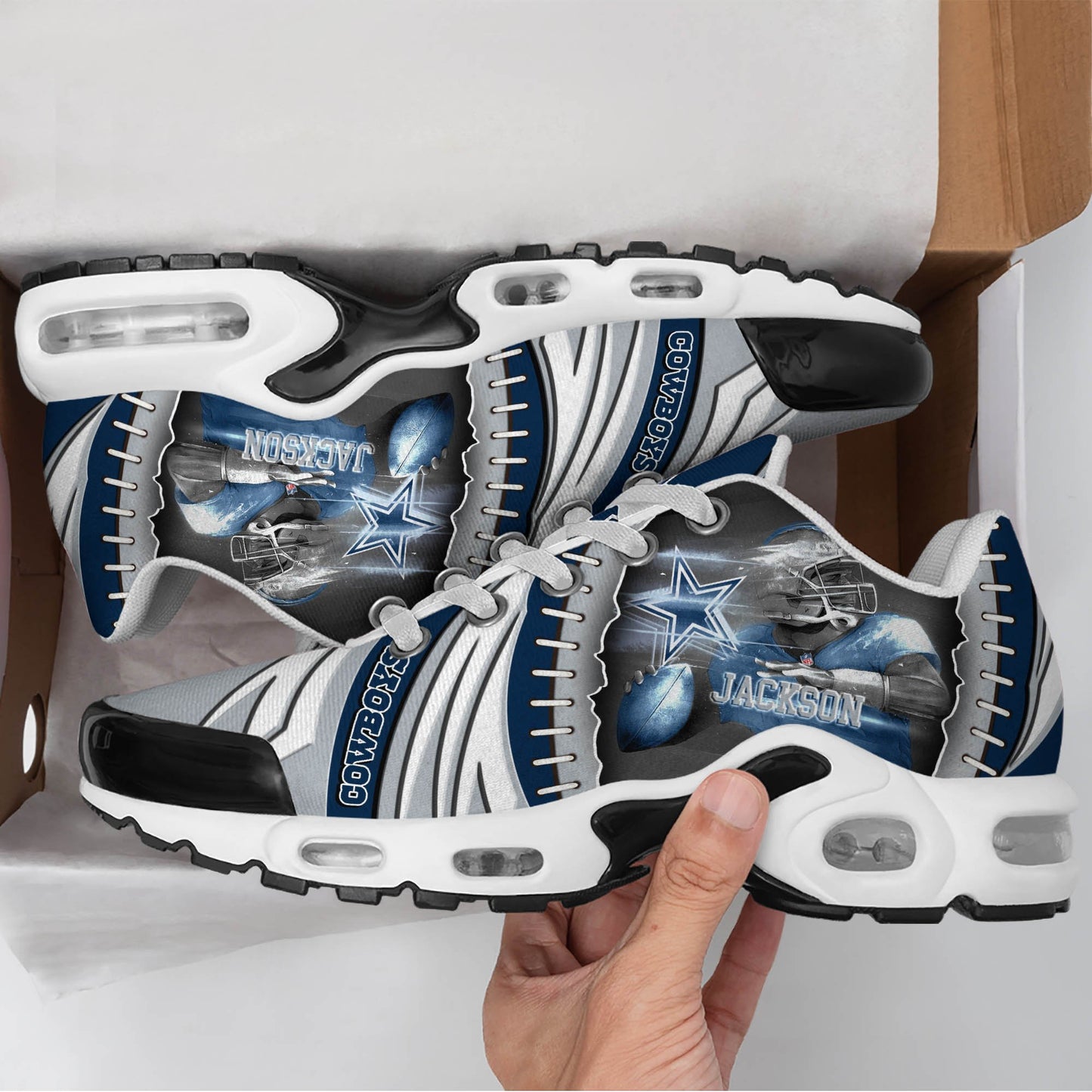 LIMITED EDITION - NEW CUSTOMIZED NFL21 DCB DALLAS COWBOYS UNISEX AIR MAX PLUS SNEAKERS