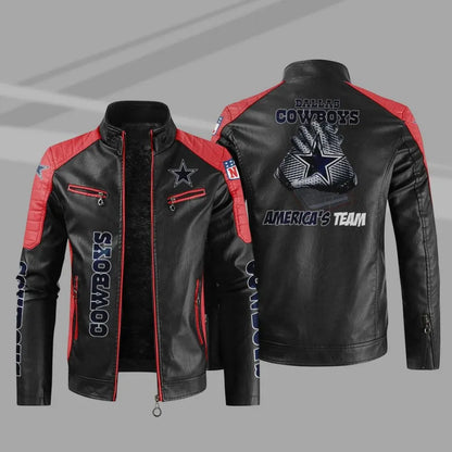 LIMITED EDITION - NEW CUSTOMIZED NFL21 DCB DALLAS COWBOYS LEATHER BIKER JACKET