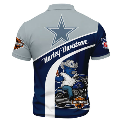 LIMITED EDITION - NEW CUSTOMIZED NFL21 DCB DALLAS COWBOYS HARLEY-DAVIDSON POLO WITH ZIPPER SHIRT