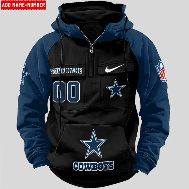 LIMITED EDITION - NEW CUSTOMIZED NFL21 DCB DALLAS COWBOYS QUARTER ZIP HOODIE