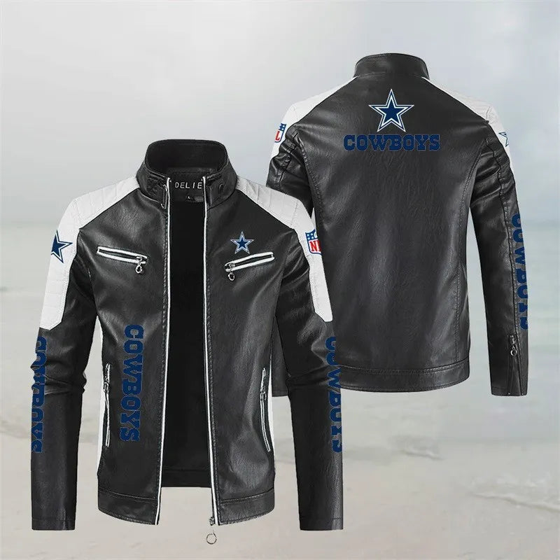 LIMITED EDITION - NEW CUSTOMIZED NFL21 DCB DALLAS COWBOYS LEATHER BIKER JACKET