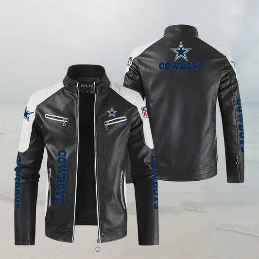 LIMITED EDITION - NEW CUSTOMIZED NFL21 DCB DALLAS COWBOYS LEATHER BIKER JACKET