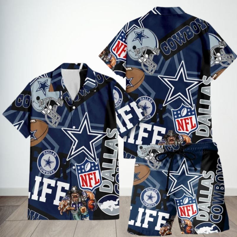 LIMITED EDITION - NEW CUSTOMIZED UNISEX NFL21 DCB DALLAS COWBOYS HAWAIIAN SHIRT & SHORTS SET