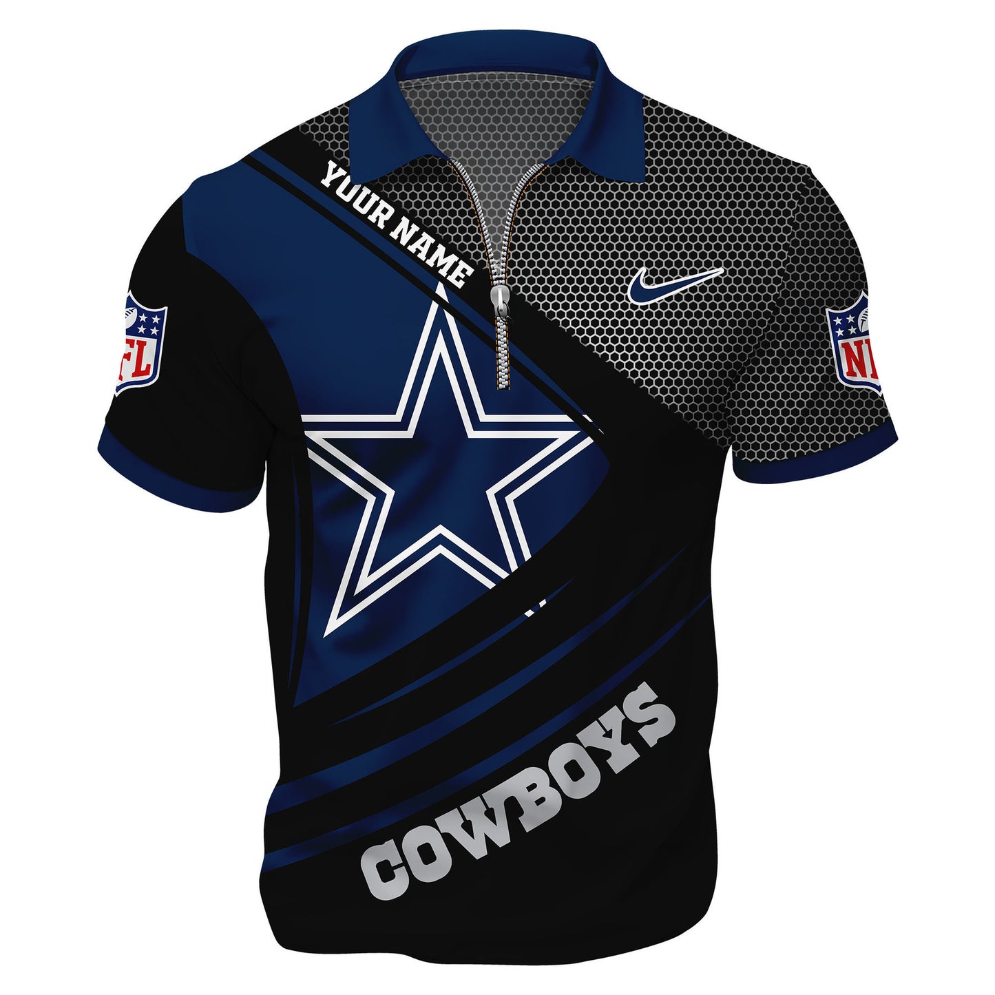 LIMITED EDITION - NEW CUSTOMIZED NFL21 DCB DALLAS COWBOYS HARLEY-DAVIDSON POLO WITH ZIPPER SHIRT